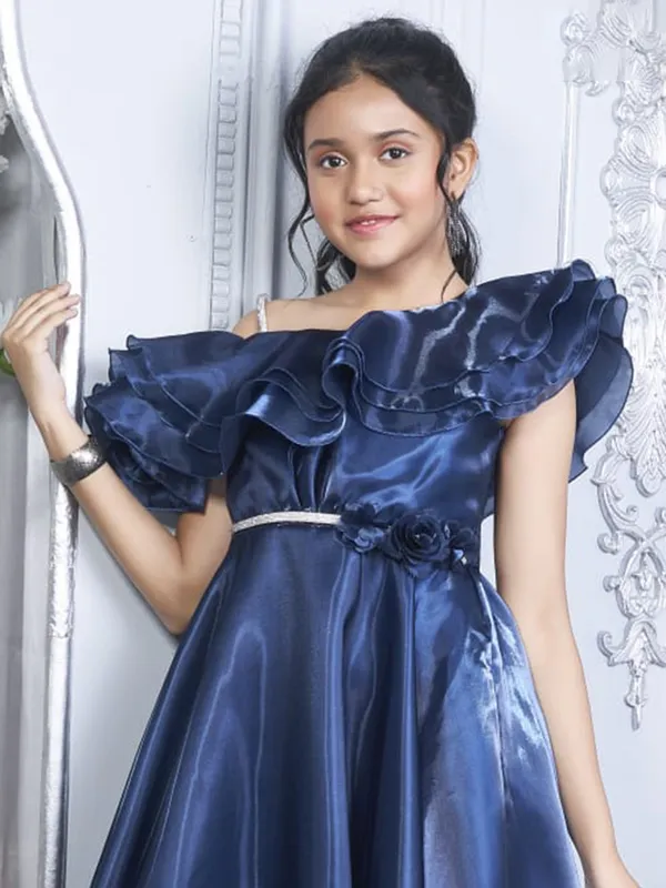 Stunning navy organza frock for girls