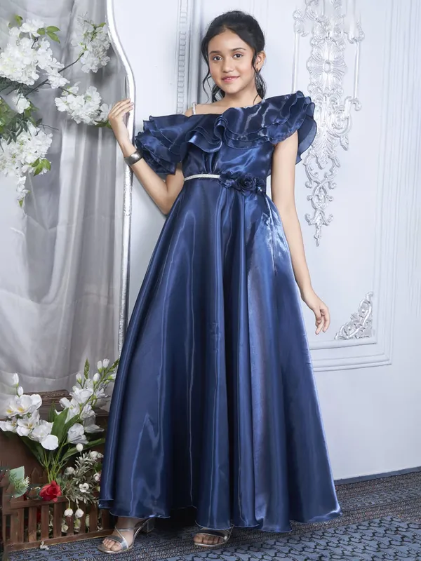 Stunning navy organza frock for girls