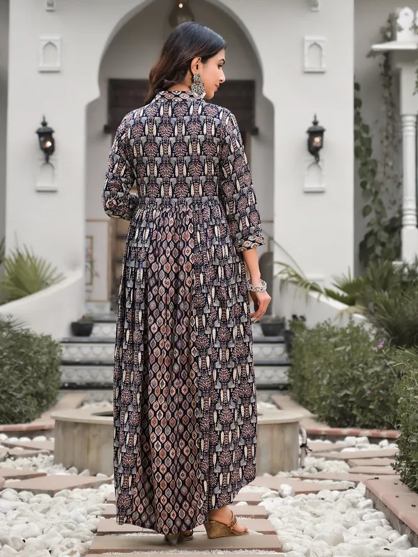 Stunning navy printed kurti set