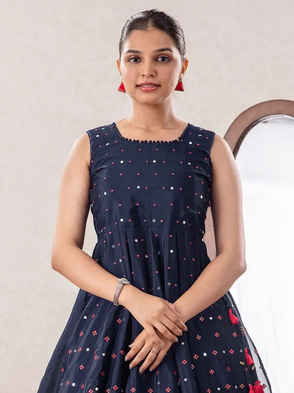 Stunning navy salwar suit with lehenga