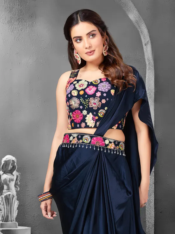 Stunning navy silk designer suit