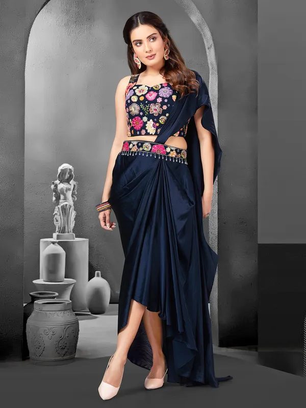 Stunning navy silk designer suit