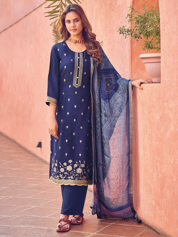 Stunning navy silk salwar suit