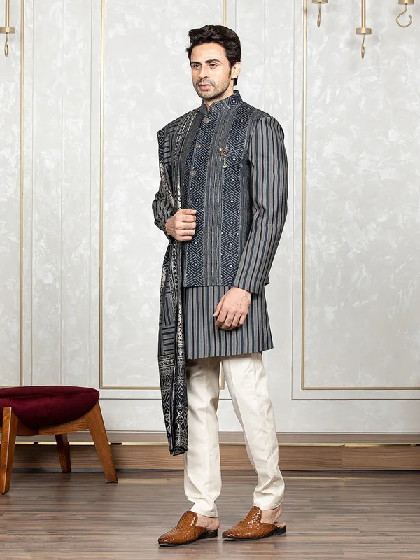 Stunning navy silk waistcoat set