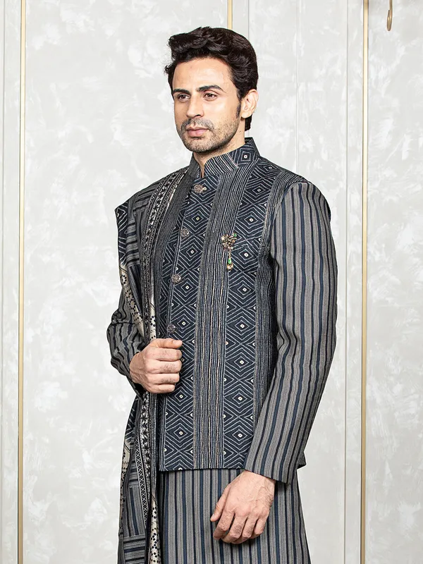 Stunning navy silk waistcoat set