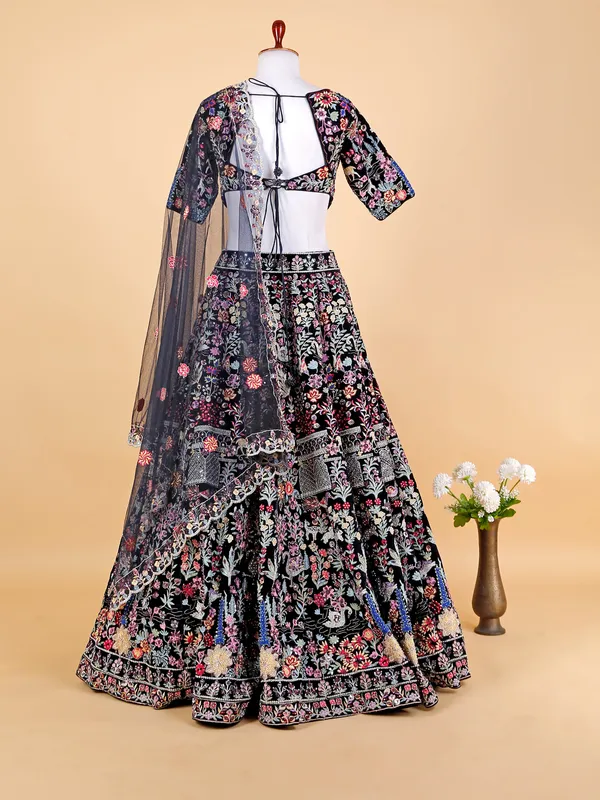 Stunning navy velvet lehenga choli