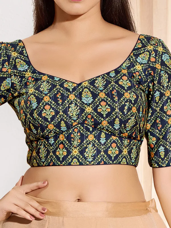 Stunning navy viscose rayon ready made blouse