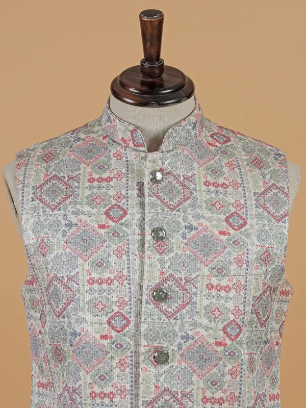 Stunning off-white printed waistcoat