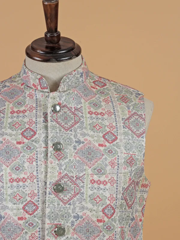 Stunning off-white printed waistcoat