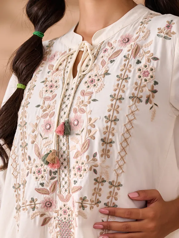 Stunning off-white silk kurti