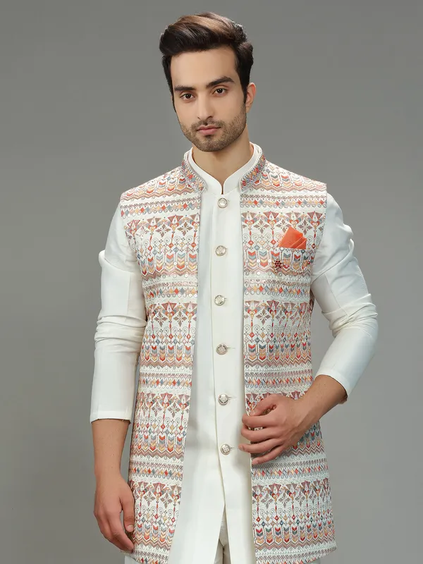 Stunning off white silk waistcoat set