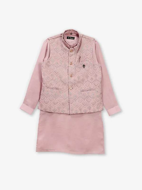 Stunning onion pink cotton silk waistcoat set
