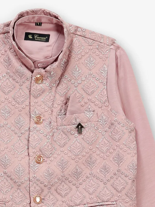 Stunning onion pink cotton silk waistcoat set