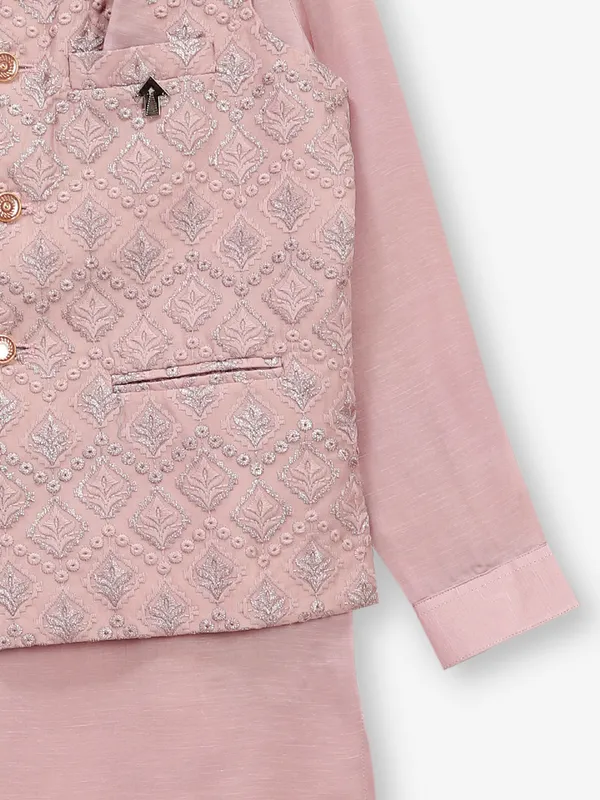Stunning onion pink cotton silk waistcoat set