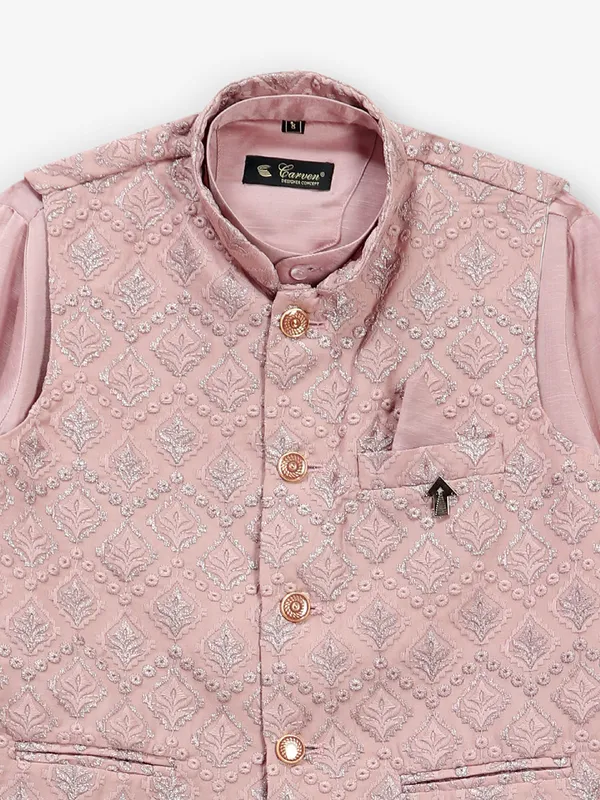 Stunning onion pink cotton silk waistcoat set