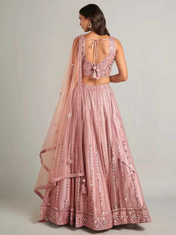 Stunning onion pink net lahenga choli