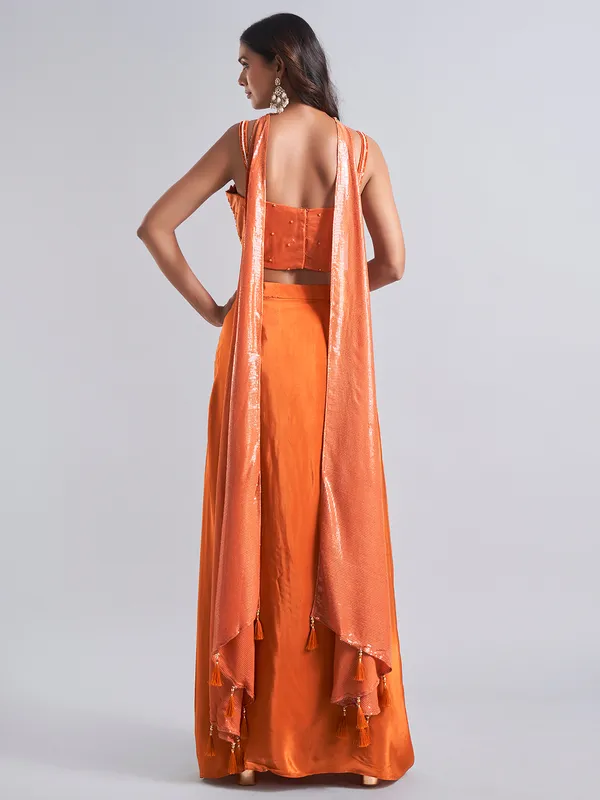 Stunning orange lehenga choli with dupatta