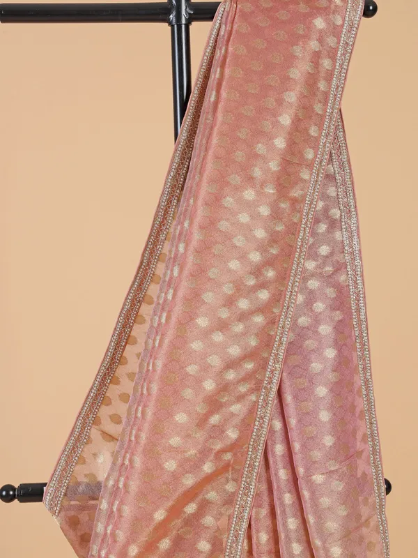 Stunning peach chiffon saree for wedding