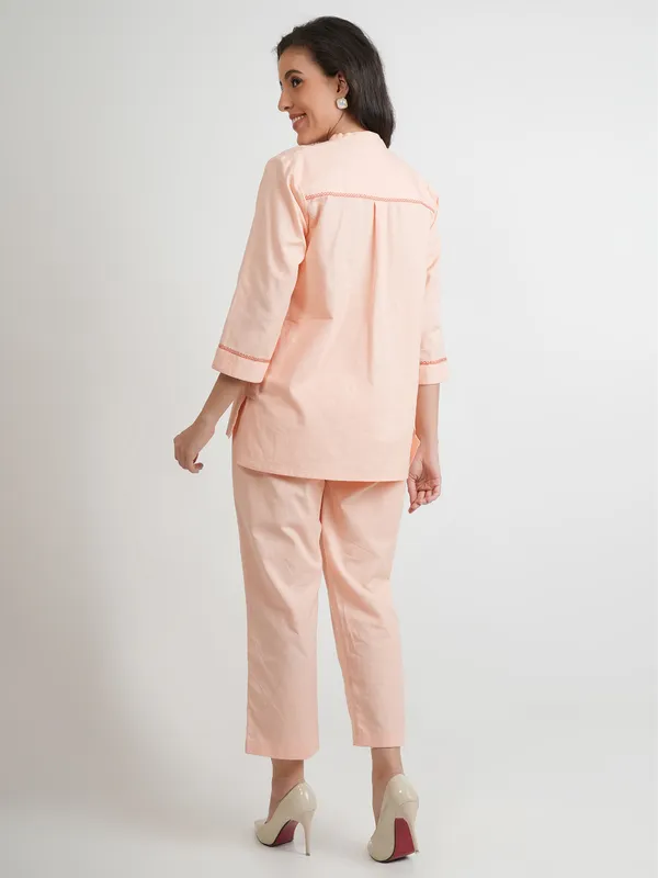 Stunning peach co-ord set in cotton silk