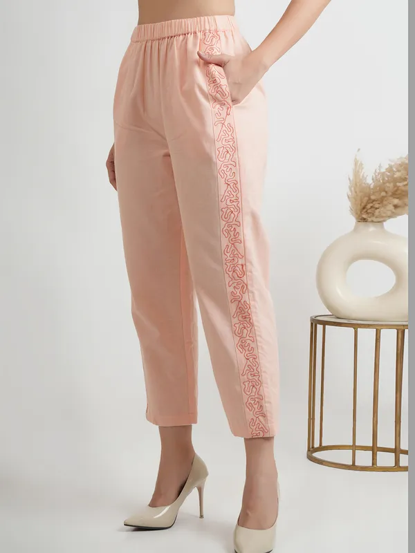 Stunning peach co-ord set in cotton silk