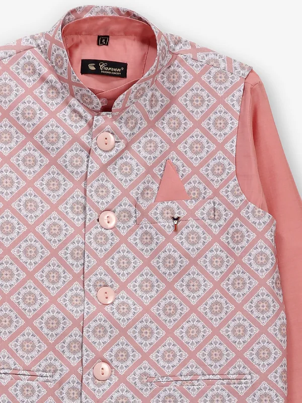 Stunning peach cotton waistcoat set