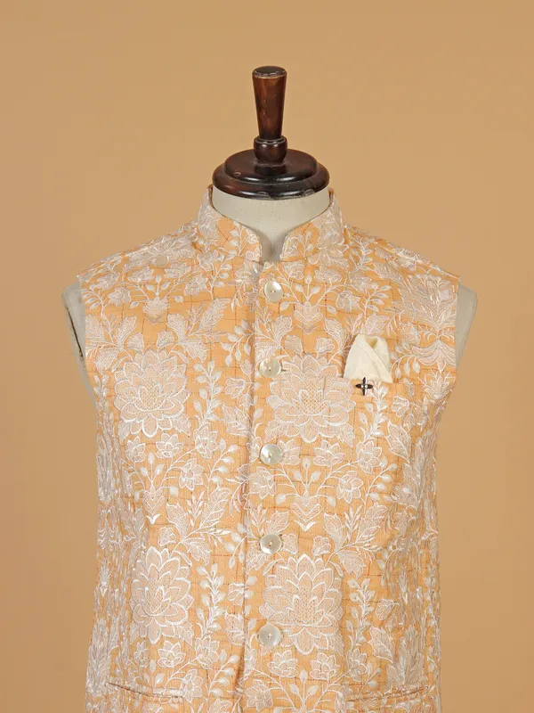 Stunning peach embroidery waistcoat