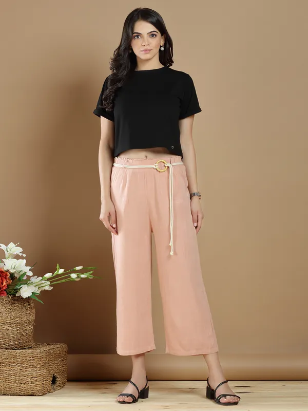 Stunning peach hued linen palazzo pant