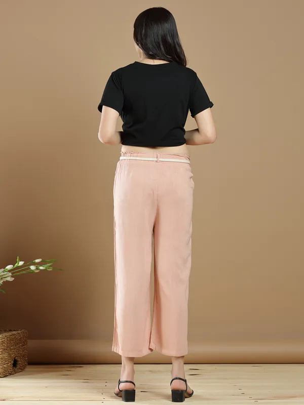 Stunning peach hued linen palazzo pant