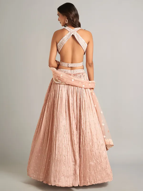 Stunning peach laycra lehenga choli