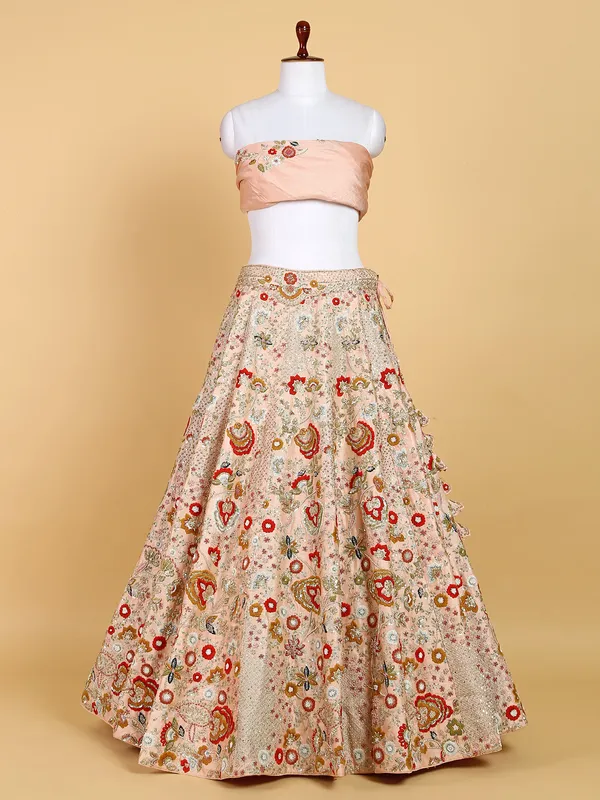 Stunning peach raw silk lehenga choli