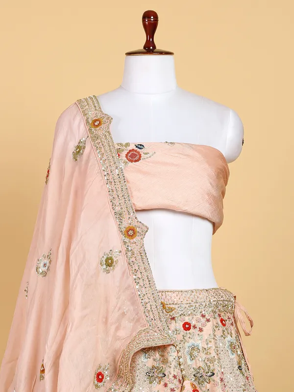 Stunning peach raw silk lehenga choli