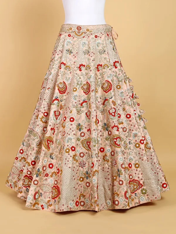 Stunning peach raw silk lehenga choli