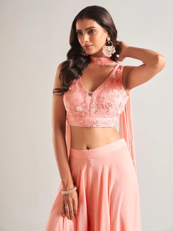 Stunning peach silk palazzo salwar suit