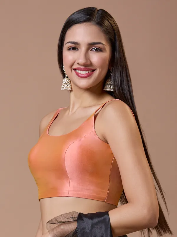 Stunning peach silk readymade blouse