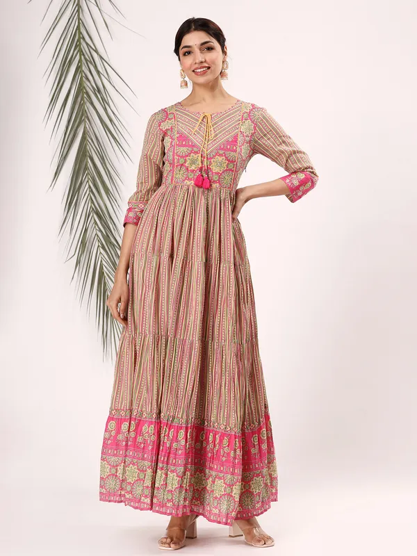 Stunning pink cotton casual kurti