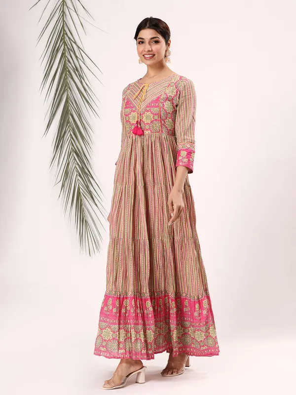 Stunning pink cotton casual kurti
