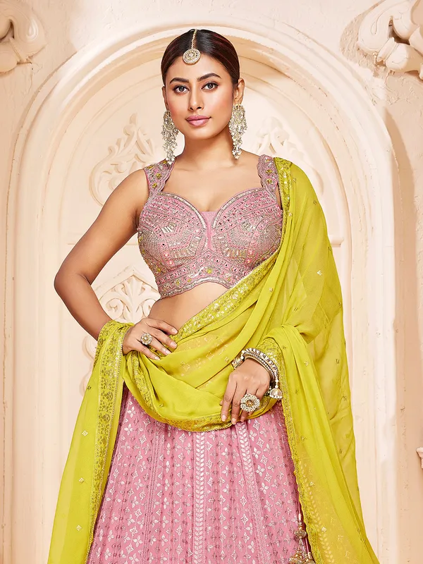 Stunning pink geogette lehenga choli
