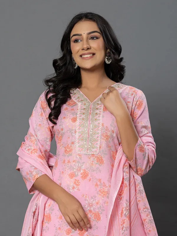 Stunning pink kurti set in cotton silk