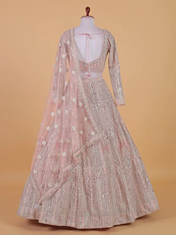 Stunning pink net lahenga choli