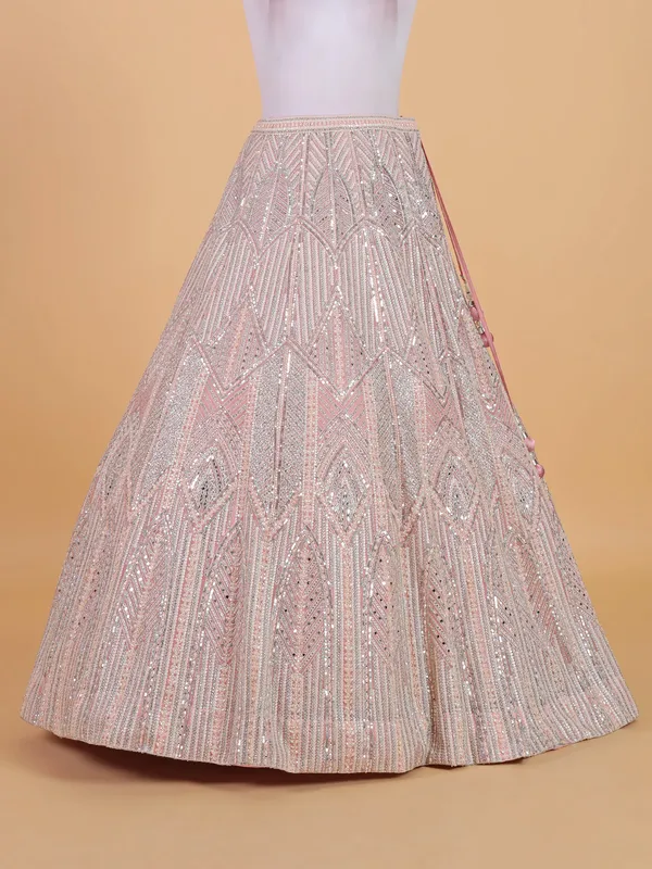 Stunning pink net lahenga choli
