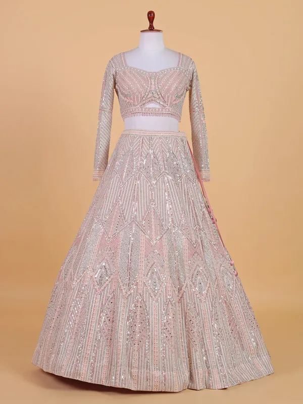 Stunning pink net lahenga choli