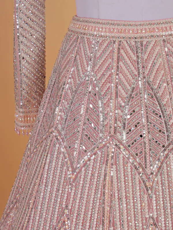 Stunning pink net lahenga choli