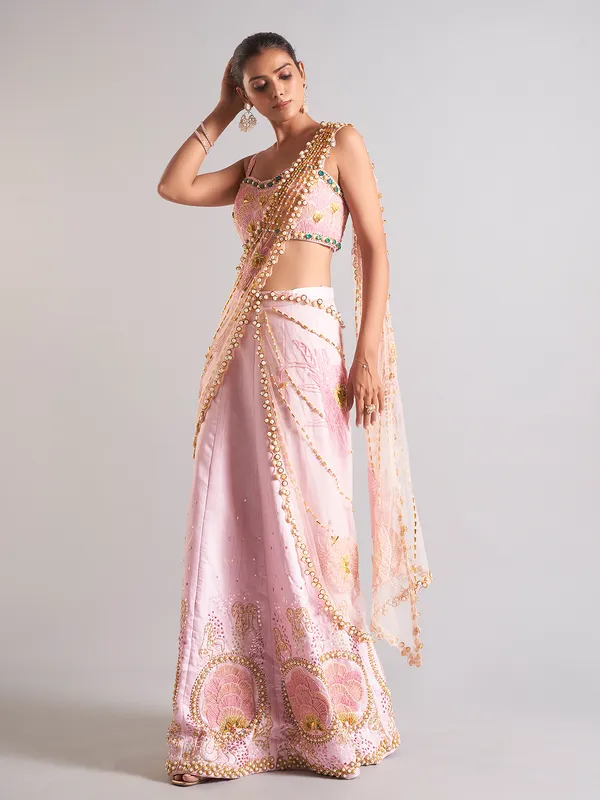 Stunning pink raw silk palazzo suit