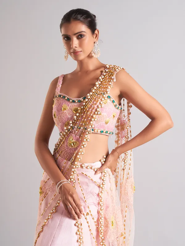 Stunning pink raw silk palazzo suit
