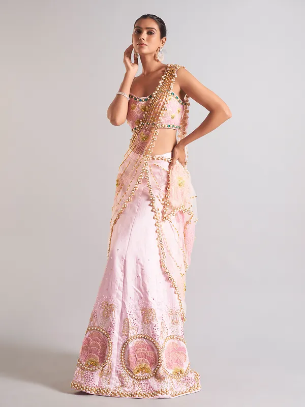 Stunning pink raw silk palazzo suit