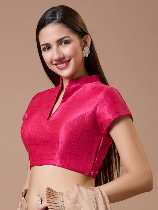 Stunning pink silk readymade blouse