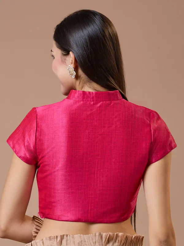 Stunning pink silk readymade blouse