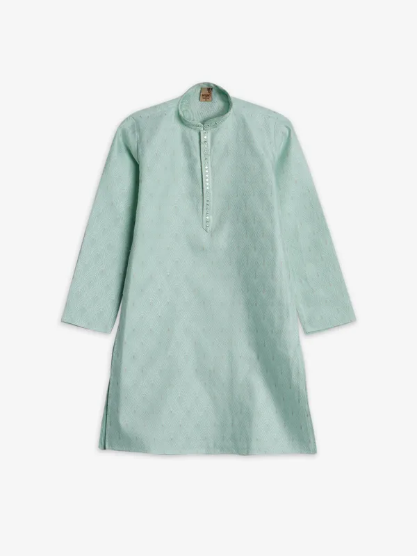 Stunning pista green cotton kurta suit