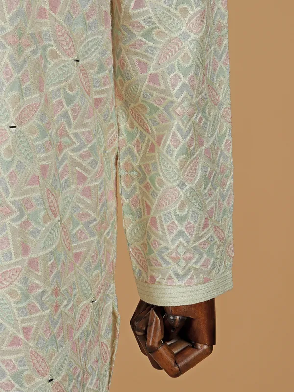 Stunning pista green kurta suit for men