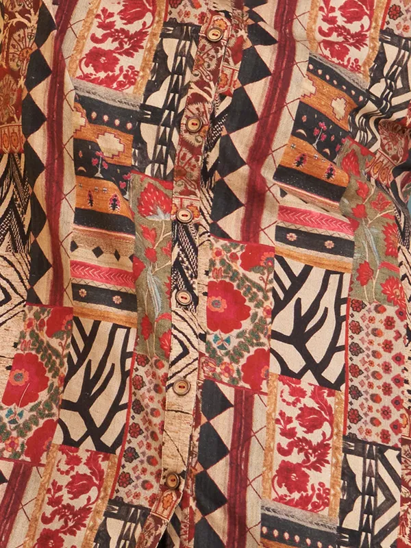 Stunning printed beige cotton top